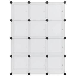 Berkfield Home Storage Cube Organiser with 12 Cubes & Doors Transparent PP in Clear - thumbnail 1