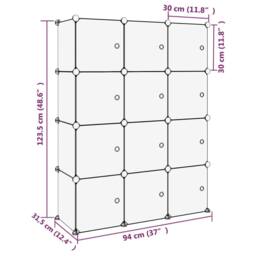 Berkfield Home Storage Cube Organiser with 12 Cubes & Doors Transparent PP in Clear - thumbnail 8