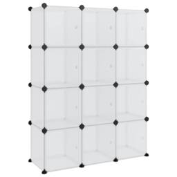 Berkfield Home Storage Cube Organiser with 12 Cubes & Doors Transparent PP in Clear - thumbnail 3