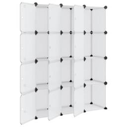Berkfield Home Storage Cube Organiser with 12 Cubes & Doors Transparent PP in Clear - thumbnail 4