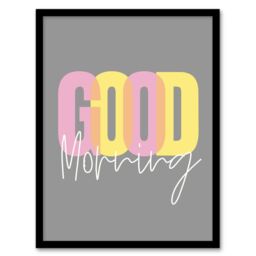 "Wee Blue Coo Wall Art Print Good Morning Quote Grey Bedroom Art Framed - Size: W12"" x H16""" - thumbnail 1