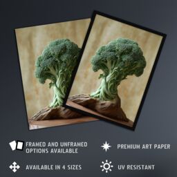 Artery8 Broccoli Tree Fantasy Fun Conceptual Art Framed Art Print in Green - Size: A4 - thumbnail 2