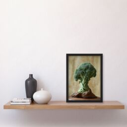 Artery8 Broccoli Tree Fantasy Fun Conceptual Art Framed Art Print in Green - Size: A4 - thumbnail 4