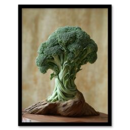 Artery8 Broccoli Tree Fantasy Fun Conceptual Art Framed Art Print in Green - Size: A4 - thumbnail 1