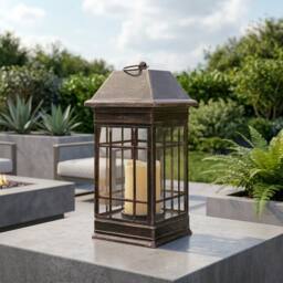 Garden Greatness Seville Solar Flickering Candle Lantern in Bronze - Size: 1 Pack - thumbnail 2