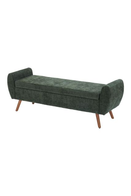 Living and Home Chenille Upholstered Storage Bench in Olive - image 1