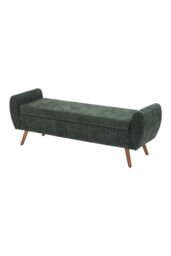Living and Home Chenille Upholstered Storage Bench in Olive - thumbnail 1