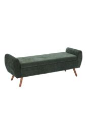 Living and Home Chenille Upholstered Storage Bench in Olive - thumbnail 2