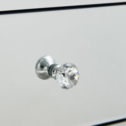 FurnitureboxUK Murano Slim 3 Drawer Mirrored Square bedside Table With Crystaline Shaped Handles in Silver - thumbnail 6