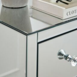 FurnitureboxUK Murano Slim 3 Drawer Mirrored Square bedside Table With Crystaline Shaped Handles in Silver - thumbnail 5