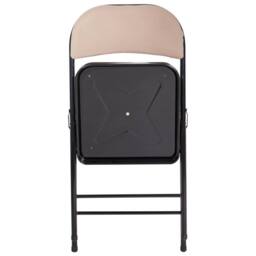 Wyld and Coco Set 4 Folding Chairs Beige Padded Seats and Backrests Black Metal - thumbnail 7