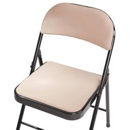 Wyld and Coco Set 4 Folding Chairs Beige Padded Seats and Backrests Black Metal - thumbnail 9