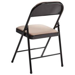 Wyld and Coco Set 4 Folding Chairs Beige Padded Seats and Backrests Black Metal - thumbnail 6