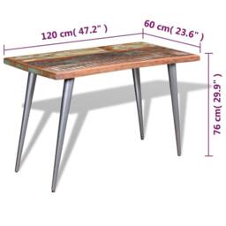Berkfield Home Beautiful Dining Table Solid Reclaimed Wood 120x60x76 cm - Size: 120 x 60 x 76 cm - thumbnail 9