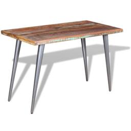 Berkfield Home Beautiful Dining Table Solid Reclaimed Wood 120x60x76 cm - Size: 120 x 60 x 76 cm - thumbnail 5