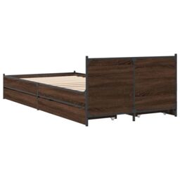 Berkfield Home Bed Frame with Drawers without Mattress Brown Oak 75x190 cm Small Single - thumbnail 6