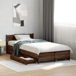 Berkfield Home Bed Frame with Drawers without Mattress Brown Oak 75x190 cm Small Single - thumbnail 1