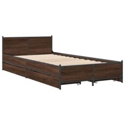 Berkfield Home Bed Frame with Drawers without Mattress Brown Oak 75x190 cm Small Single - thumbnail 3