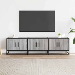 Berkfield Home TV Cabinet Grey Sonoma 150x35x41 cm Engineered Wood & Metal - Size: 150 x 35 x 41 cm - thumbnail 3