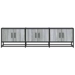 Berkfield Home TV Cabinet Grey Sonoma 150x35x41 cm Engineered Wood & Metal - Size: 150 x 35 x 41 cm - thumbnail 4