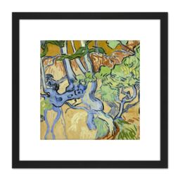 Artery8 Van Gogh Tree Roots Painting 8X8 Inch Square Wooden Framed Wall Art Print Picture with Mount in Black - thumbnail 1
