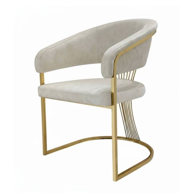 Stratus Interiors Prado Kitchen Dining Chair Faux Leather H86x51.5xW60 in Cream - Size: Large - image 1