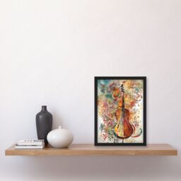 Artery8 Sensory Sonata Violin Music Note Synesthesia Shapes & Colours Modern Watercolour Illustration Artwork Framed Wall Art Print A4 in Black - thumbnail 2