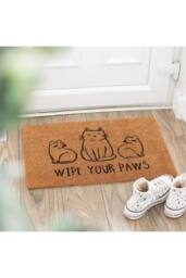 KDMD Natural Cat Doormat - Wipe Your Paws, Feline Charm in Brown - Size: Medium