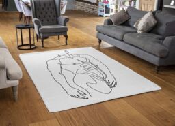 Benjamin Tate Design Line Art Of Male Body Designer Rug in Natural - Size: Large - thumbnail 2