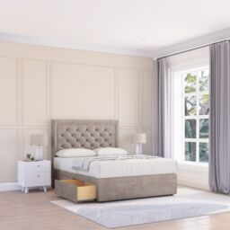 "Sloomy Montana Plush Bed Set With No Drawers Mattress & 26"" Headboard in Stone - Size: Small Single" - thumbnail 1