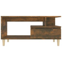Berkfield Home Coffee Table Smoked Oak 90x49x45 cm Engineered Wood in Brown - Size: 90 x 49 x 45 cm - thumbnail 5