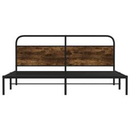 Berkfield Home Metal Bed Frame without Mattress Smoked Oak 200x200 cm in Brown - thumbnail 5