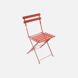 sweeek Round Folding Metal Bistro Garden Table With 2 Chairs in Terracotta - thumbnail 4