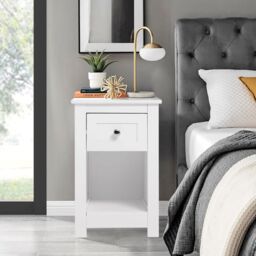 Living and Home One Drawer Small Side Table in White - thumbnail 6