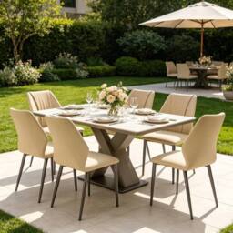 NESTLUNE 4CS light Khaki Luxury Kitchen Chairs Leathered Accent Side Chairs in Beige - Size: 100 cm x 60 cm - thumbnail 3