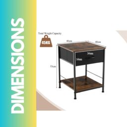 Pirlo Plush 2PC Bedside Tables Industrial Bedroom Rustic Brown Furniture - thumbnail 6