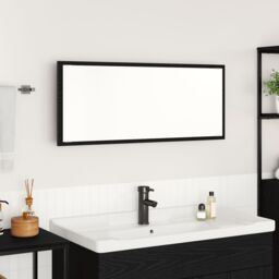 Berkfield Home Bathroom Mirror Black oak Glass, MDF Large Mirror - thumbnail 1