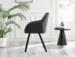 FurnitureboxUK Carson White Marble Effect Dining Table & 4 Falun Black Leg Chairs in Dark Grey - thumbnail 6