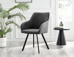 FurnitureboxUK Carson White Marble Effect Dining Table & 4 Falun Black Leg Chairs in Dark Grey - thumbnail 4