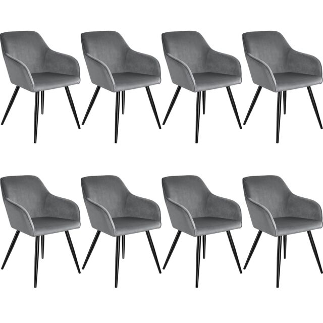 tectake Dining Chair Marilyn Set Of 4 - Grey/Black in Grey - Size: 4 Pack - image 1