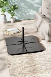 H&O Direct HDPE Square Sand & Water Filled Freestanding Parasol Base in Black - thumbnail 2