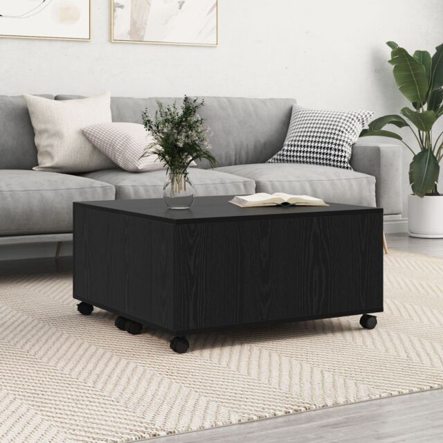 Berkfield Home Coffee Table Black oak 75 x 75 x 38 cm Engineered wood - image 1