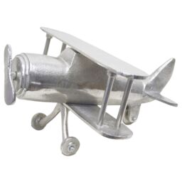 Homescapes Large Designer Solid Metal Biplane Table Top in Silver - thumbnail 2