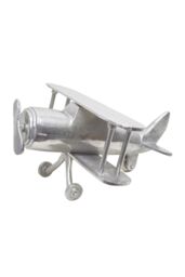 Homescapes Large Designer Solid Metal Biplane Table Top in Silver - thumbnail 1