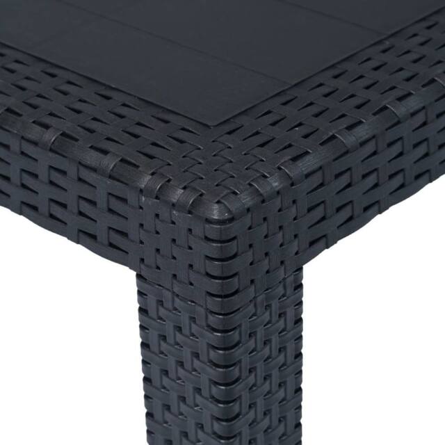 Berkfield Home Garden Table Anthracite 220x90x72 cm Plastic Rattan Look in Black - Size: 220 x 90 x 72 cm - image 1