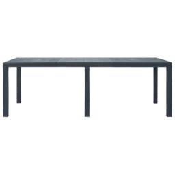 Berkfield Home Garden Table Anthracite 220x90x72 cm Plastic Rattan Look in Black - Size: 220 x 90 x 72 cm - thumbnail 3