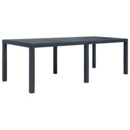 Berkfield Home Garden Table Anthracite 220x90x72 cm Plastic Rattan Look in Black - Size: 220 x 90 x 72 cm - thumbnail 2