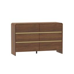 Melody Maison Walnut Brown 6 Drawer Chest Of Drawer - Meridian Walnut Range