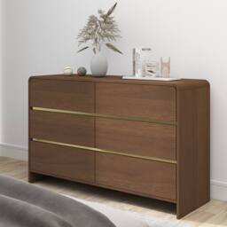 Melody Maison Walnut Brown 6 Drawer Chest Of Drawer - Meridian Walnut Range - thumbnail 2