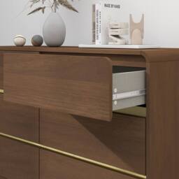 Melody Maison Walnut Brown 6 Drawer Chest Of Drawer - Meridian Walnut Range - thumbnail 6